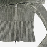 Beckyan Off-Shoulder Two-Way Knit Zip-up