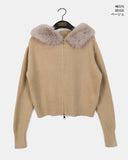Waring Two Way Angel Fur Hood Knit Zip-up