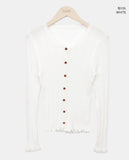 Dabu Lace Button Ribbed Cardigan
