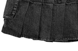 Kanko Two-Pocket Black Denim Mini Skirt