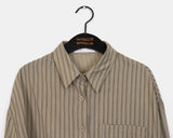 Mepin Stripe Loose Fit Cotton Shirt