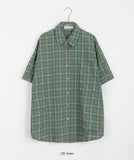[BAONHAUS] Kureun check seersucker over short sleeve shirt