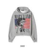 Land Stars and Stripes Two-Way Semi-Crop Hooded Zip-Up