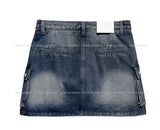 Yoni cargo denim mini skirt