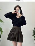 Pleated Wool Mini Skirt