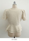 Hene V-neck Bokashi Peplum Jacket Blouse