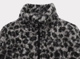 Boran Leopard Fluffy Fur Loose Zip-Up Jumper
