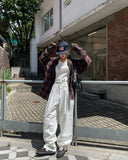 Nunt pintuck stitch wide cotton pants