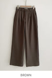 Divet Two Pin Tuck Brushed Span Wide Slacks