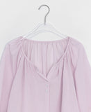 Mopel Shirring Round Long Sleeve Blouse