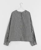 Enchoi Check Button Round Blouse