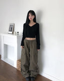 Pint Crop V-Neck Slim Long Sleeve