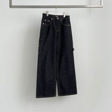 Carpenter Raw Union Jack Patch Stitch Long Wide Denim Pants