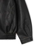 (UNISEX) Curve Slit Vintage Leather Jacket