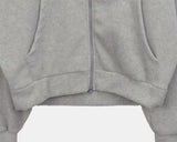 [Brushed Lining] Lao Fleece Two-Way Crop Adjust Hood Zip-Up