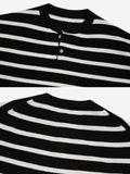 Fuzz Stripe Henley Neck Knit