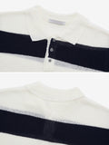 Boucle stripe collar knit