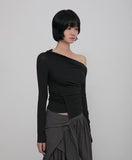 Layered Draped One-Shoulder Long Sleeve