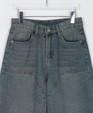 Leuel Vintage Carpenter Bermuda Washing Denim Pants