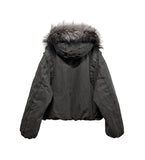 [LANARCH] Fox Fur Hood Bomber Jacket