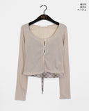 Butin Strap Check Sleeveless Cardigan Set