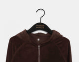 Ziz Velvet Slim Fit Hooded Zip-Up