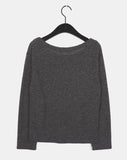 Wali Bokashi Boat Neck Off-Shoulder Long Sleeve Knit