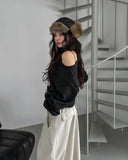 Vintage Flag Off-Shoulder Sweatshirt