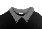 Rosin Color Matching Collar Button Slim Long Sleeve T-shirt
