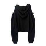 OPEN SHOULDER CUTTING HOODIE