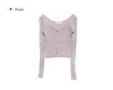 Lilac Slim Ribbed Crop Cardigan