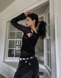 Cross Back Silt See-Through Knit