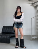 [U-BASIC] See-through Linen Ribbed Crop Cardigan