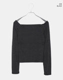 Leza Striped Off-Shoulder Long-Sleeve T-Shirt