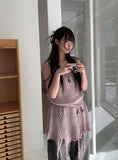 [Flower Choker SET] Bohemian Unbalanced Layered Knit One Piece