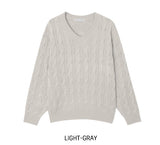 [U-BASIC] Hina V-neck Cable Knit