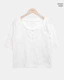 Viet Button Point Color Short Sleeve T-shirt