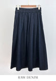 Aven Raw Denim Banding Flare Skirt
