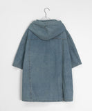 [unisex] Ryuhu Vintage Denim Hood Short Sleeve Shirt