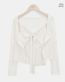 Mevni Dot Sleeveless Cardigan Set