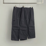 Cotton Two-Way Pocket Knee Shirring Wide Banding Pants