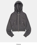 Eyelet 2-way short hood zip-up