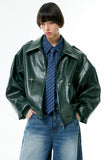 buckle leather jacket