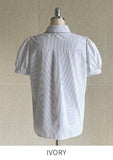 Labor Stripe Puff Shirt Blouse