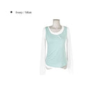 [MADE] Colin Diagonal Button Sleeveless See-Through Layered T-Shirt