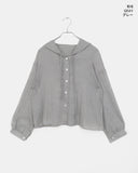 Bucker Gauze Linen Hood Long Sleeve Shirt