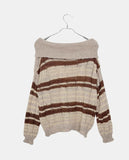 Nia Stripe Off-Shoulder Overfit Long Sleeve Knit