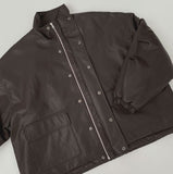 Classic loose fit string full lining high neck leather mustang