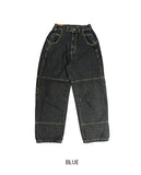 Grunge Eyelet Wide Denim Pants