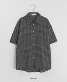 [Unisex] Kecho Seersucker Check Over Short Sleeve Shirt